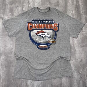 Vintage Denver Broncos T-Shirt Mens Large Gray Super Bowl Champions NFL